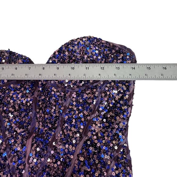 Jovani Purple Strapless Sequined Leopard Print Ball Gown Prom Dress Sz 0 - Picture 12 of 14